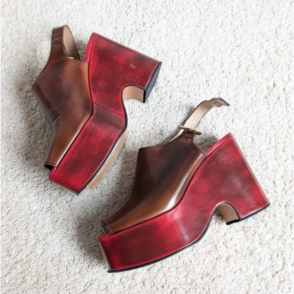 Marni Italy Brown Leather Platform Sandals, size 40 - Picture 4 of 11